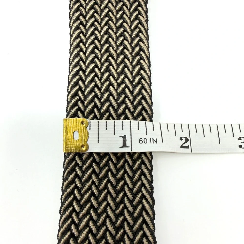 Tommy Bahama Braided Stretch Men's Belt‎ Leather Trim Black Tan L/XL